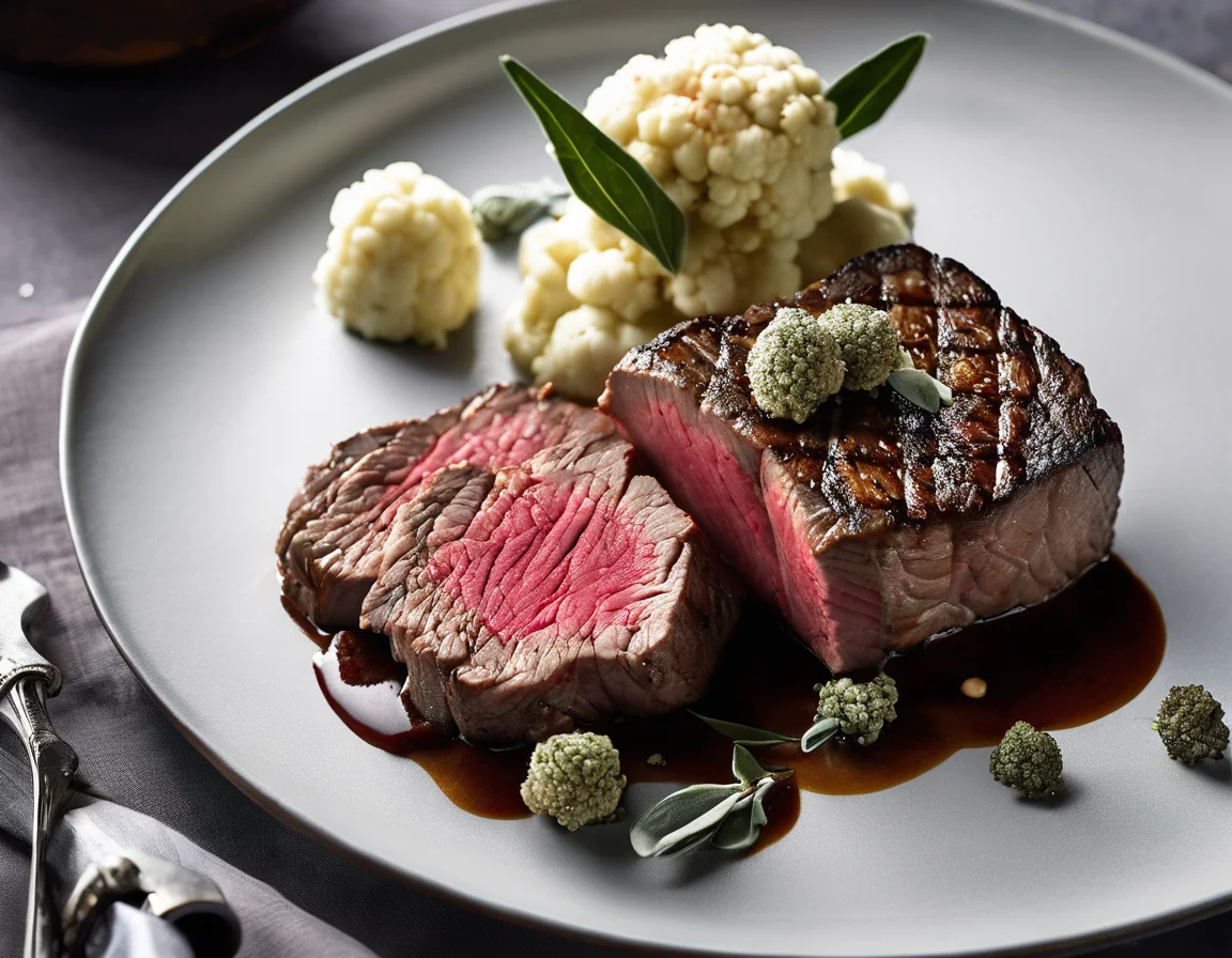 Filete de Ternera Magro con Puré de Coliflor y Salvia