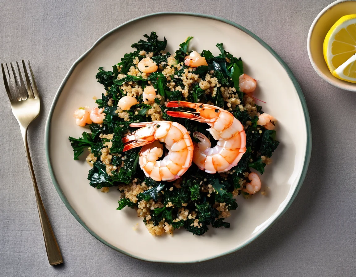 Gambas al Ajillo con Kale Salteado