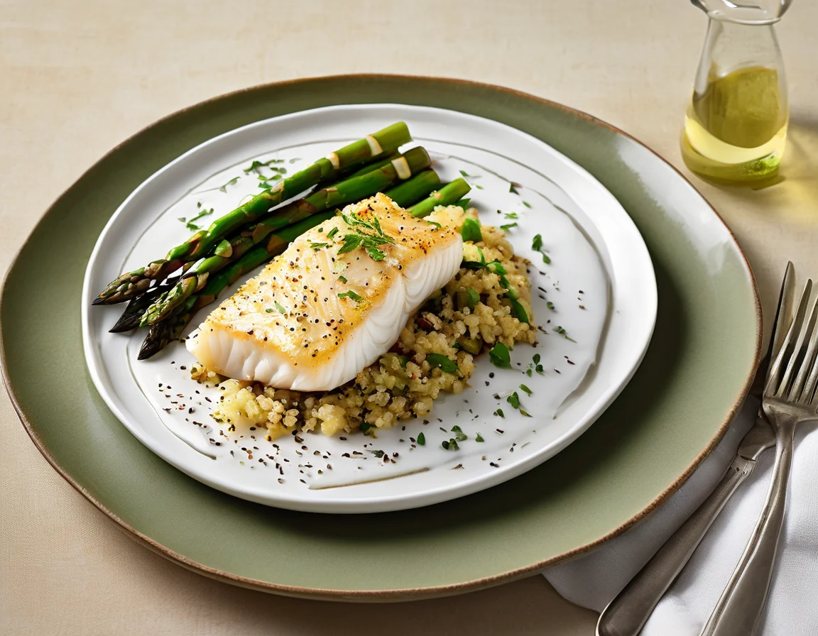 Bacalao al Horno con Espárragos y Salsa de Almendras