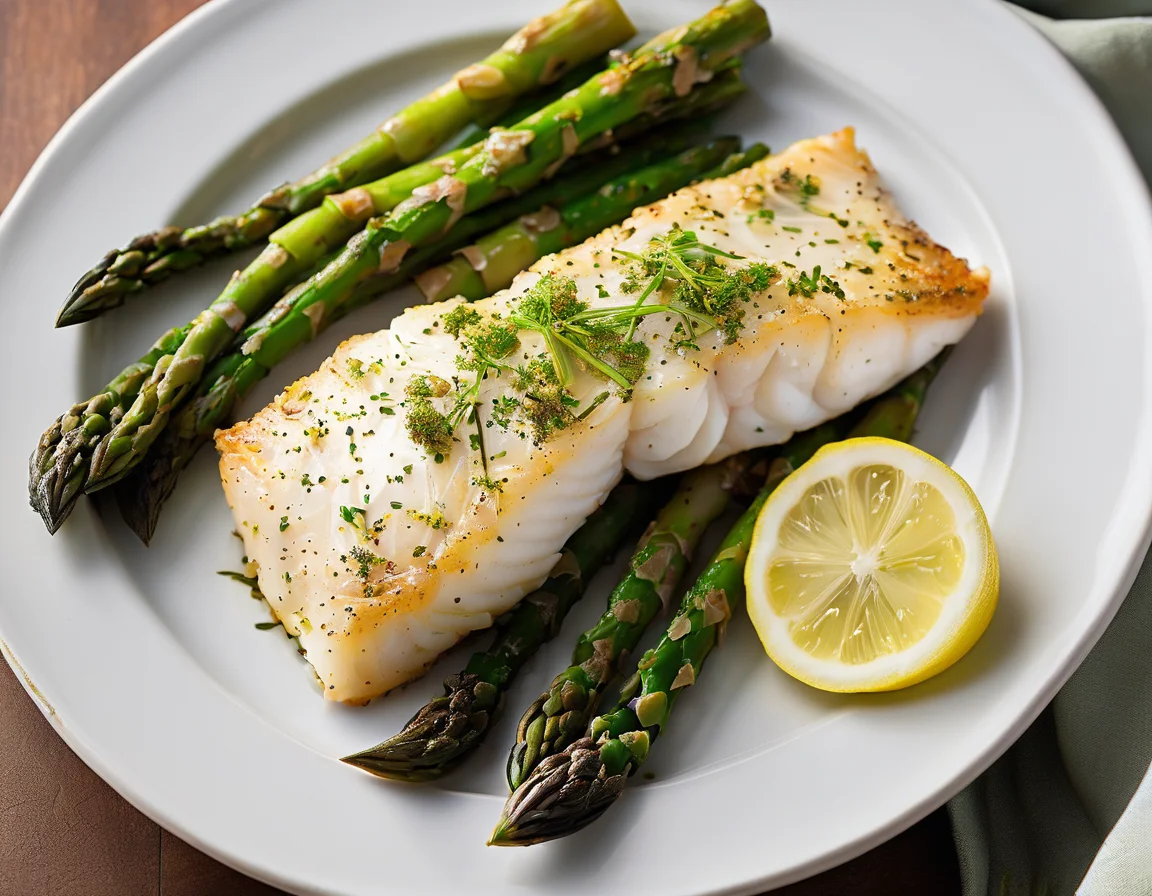 Bacalao al Horno con Espárragos Verdes y Limón