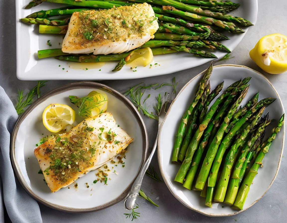 Bacalao al Limón con Espárragos Verdes y Patatas Panaderas