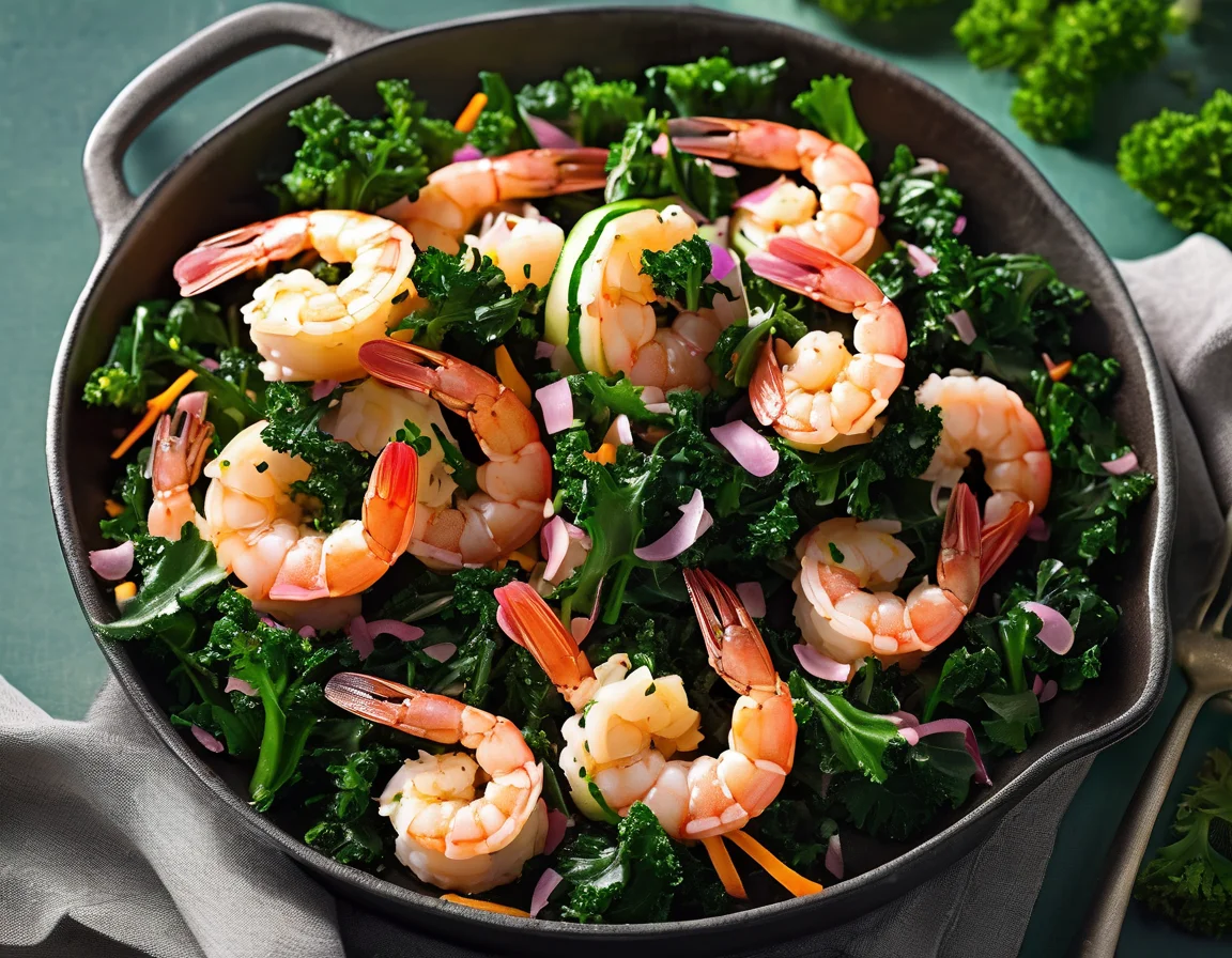 Gambas al Ajillo con Kale Salteado