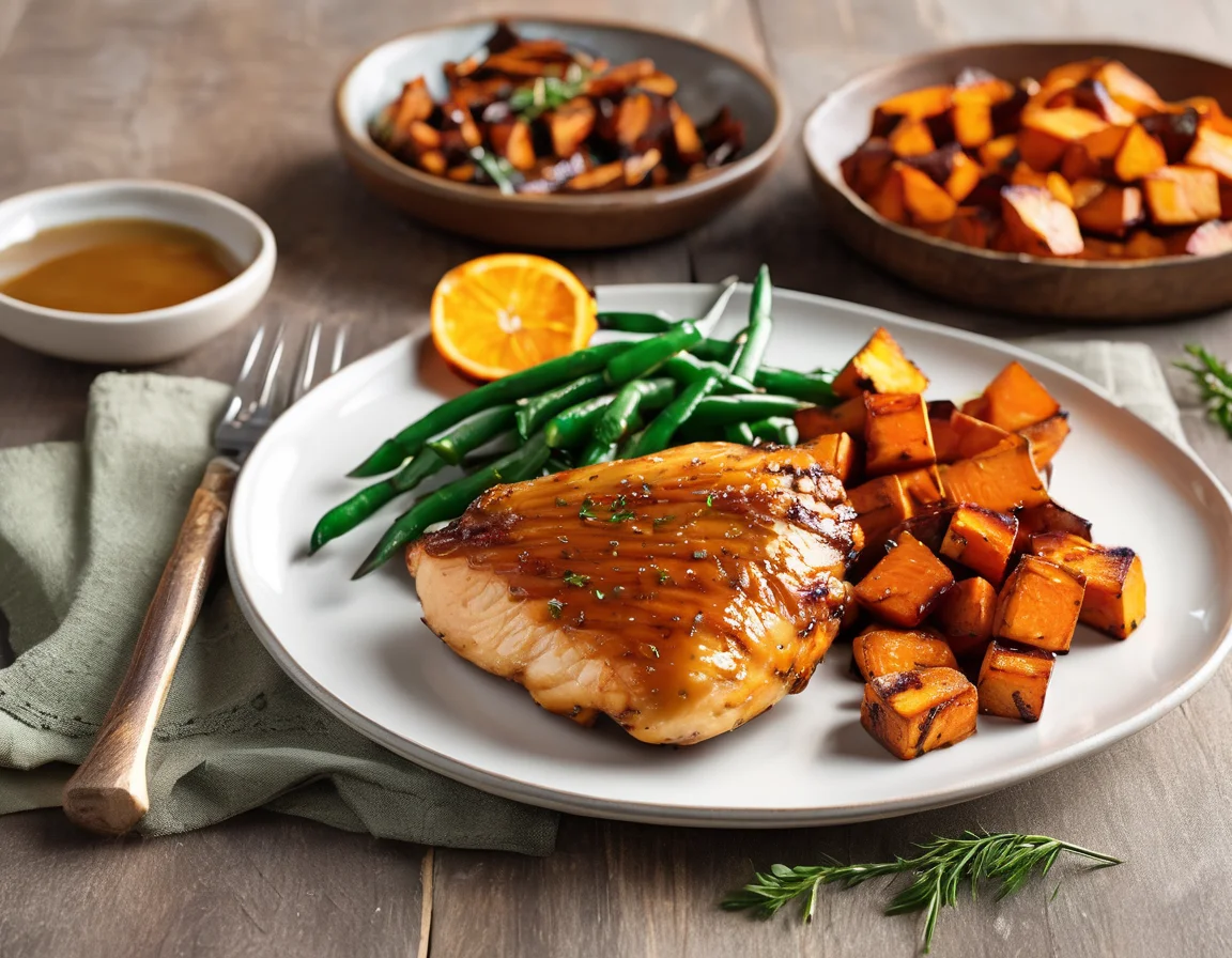 Pollo al Romero con Puré de Boniato y Espinacas
