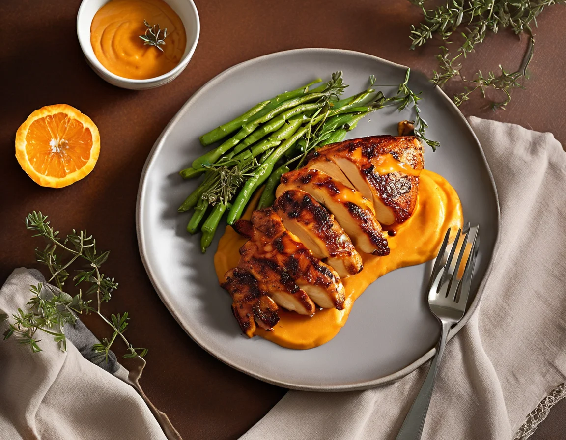 Pollo al Horno con Puré de Boniato y Hierbas Mediterráneas