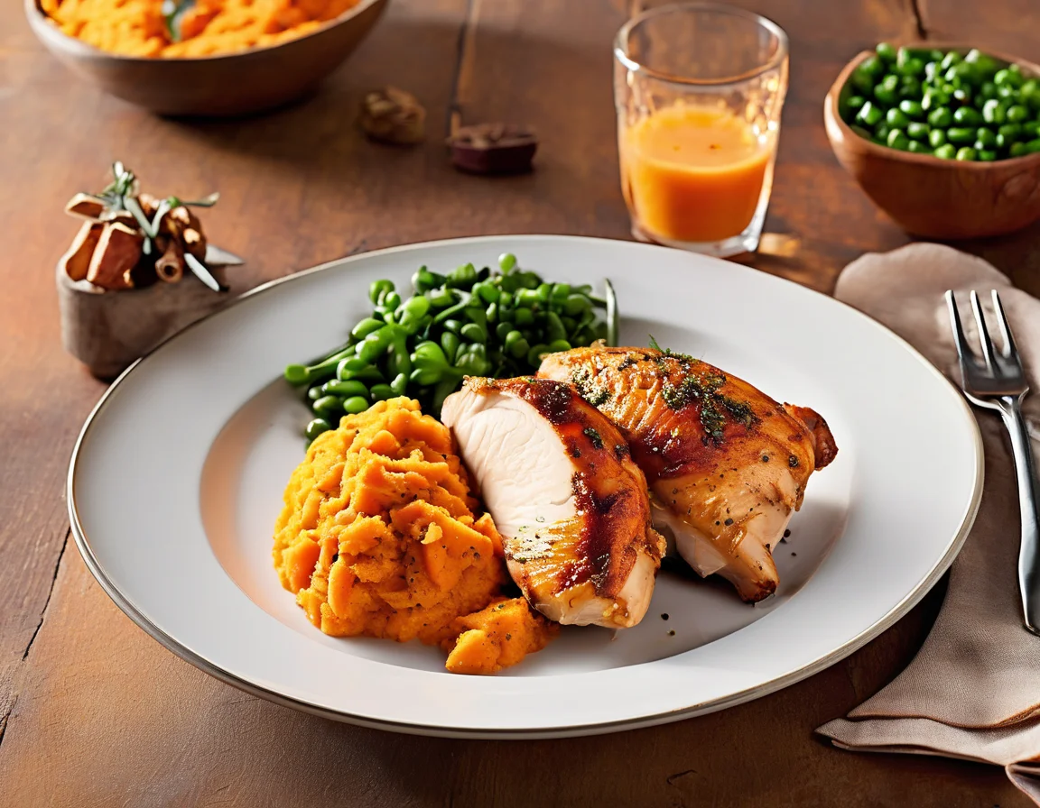 Pollo al Romero con Puré de Boniato y Espinacas