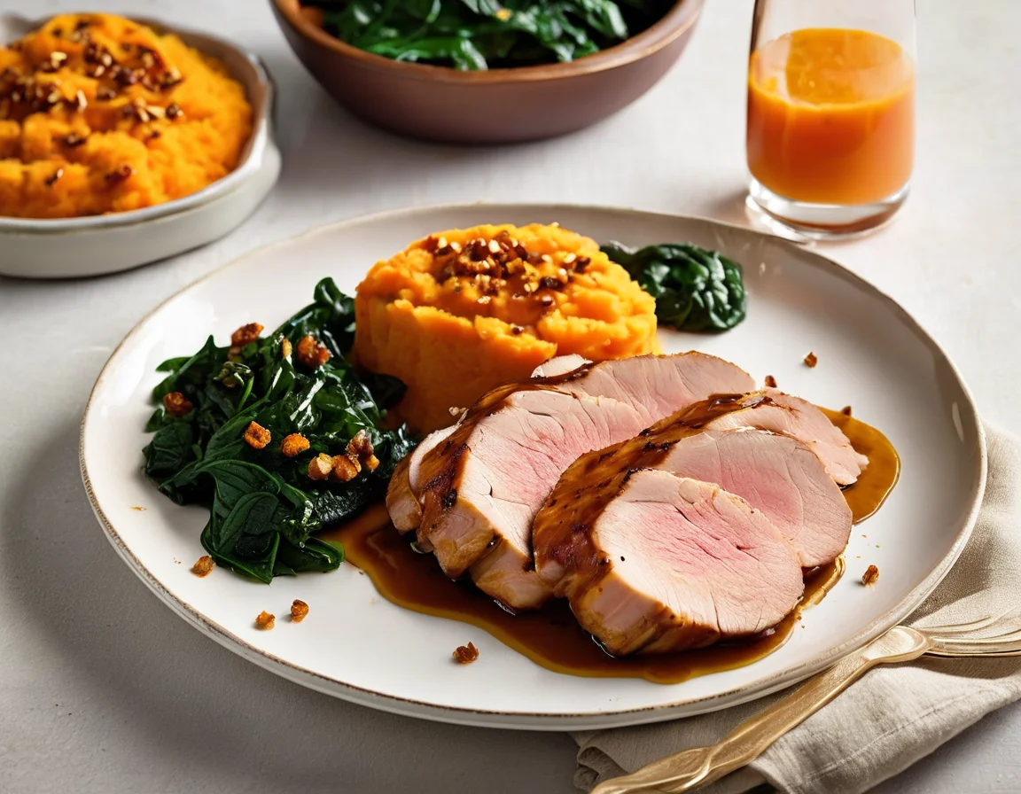 Lomo de Cerdo con Puré de Boniato y Hierbas Mediterráneas