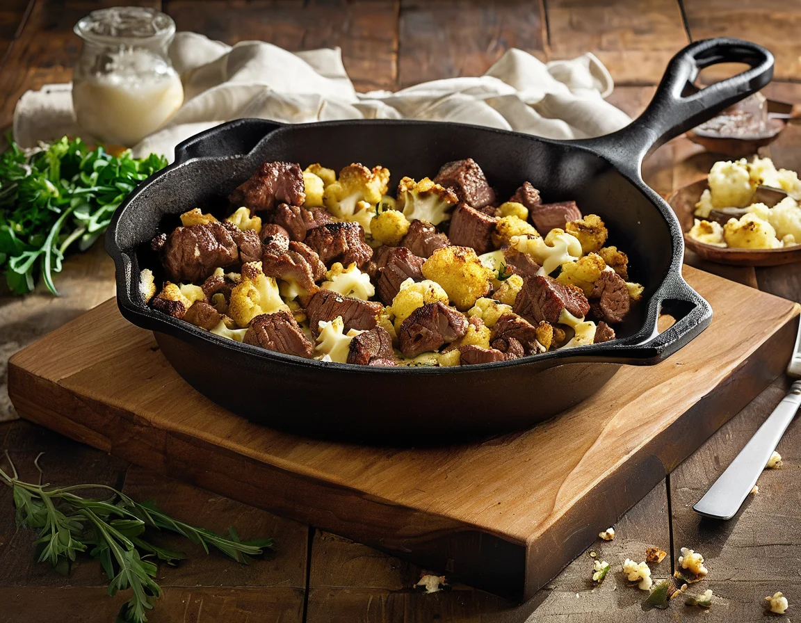 Estofado de Ternera con Puré de Coliflor al Azafrán