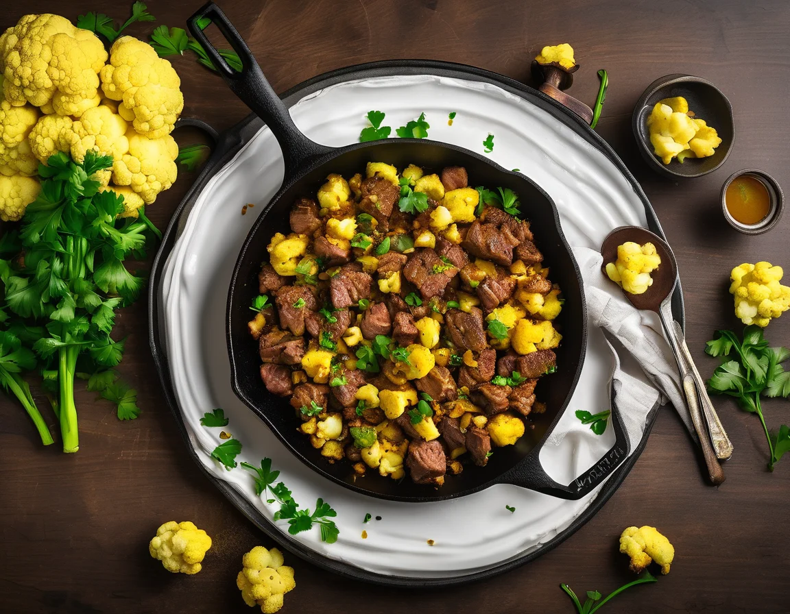 Estofado de Ternera con Coliflor al Azafrán