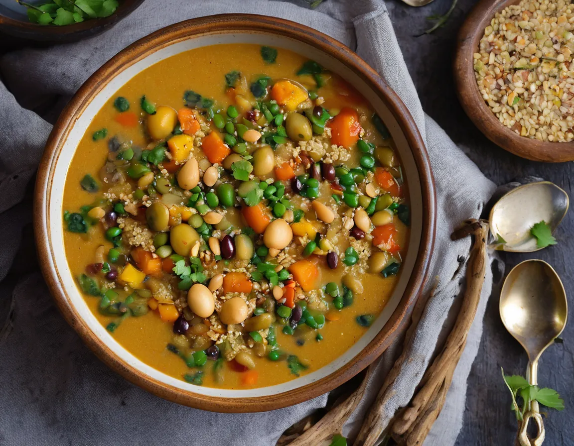 Moqueca de Verduras con Almendras y Quinoa Adaptado para Constipación Crónica