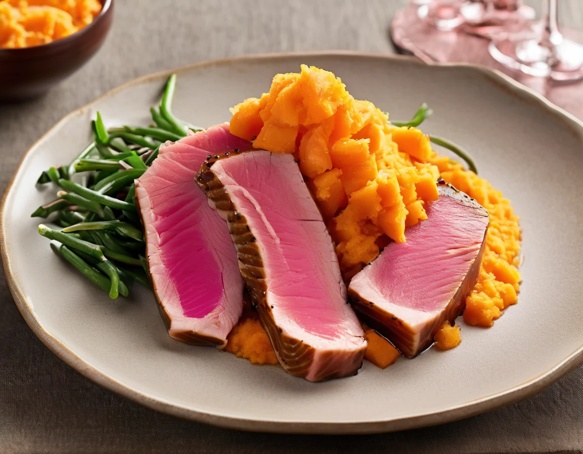 Atún con Puré de Boniato al Estilo Mediterráneo