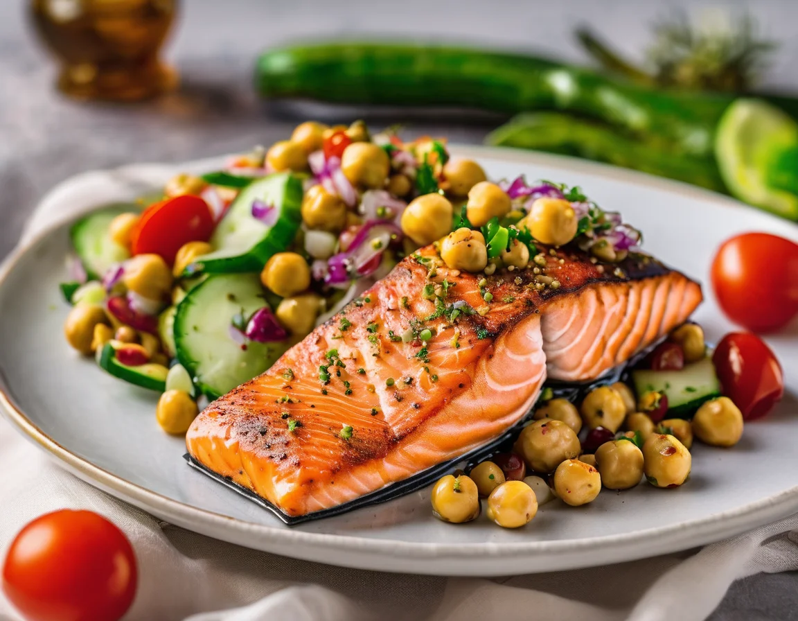 Salmón con Garbanzos al Pimentón y Espinacas