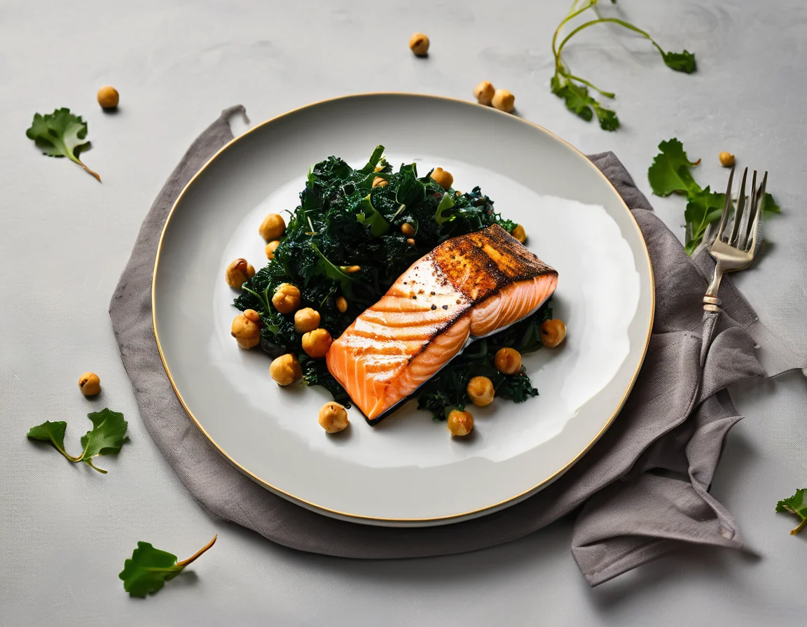 Salmón a la Plancha con Garbanzos y Espinacas al Estilo Andaluz