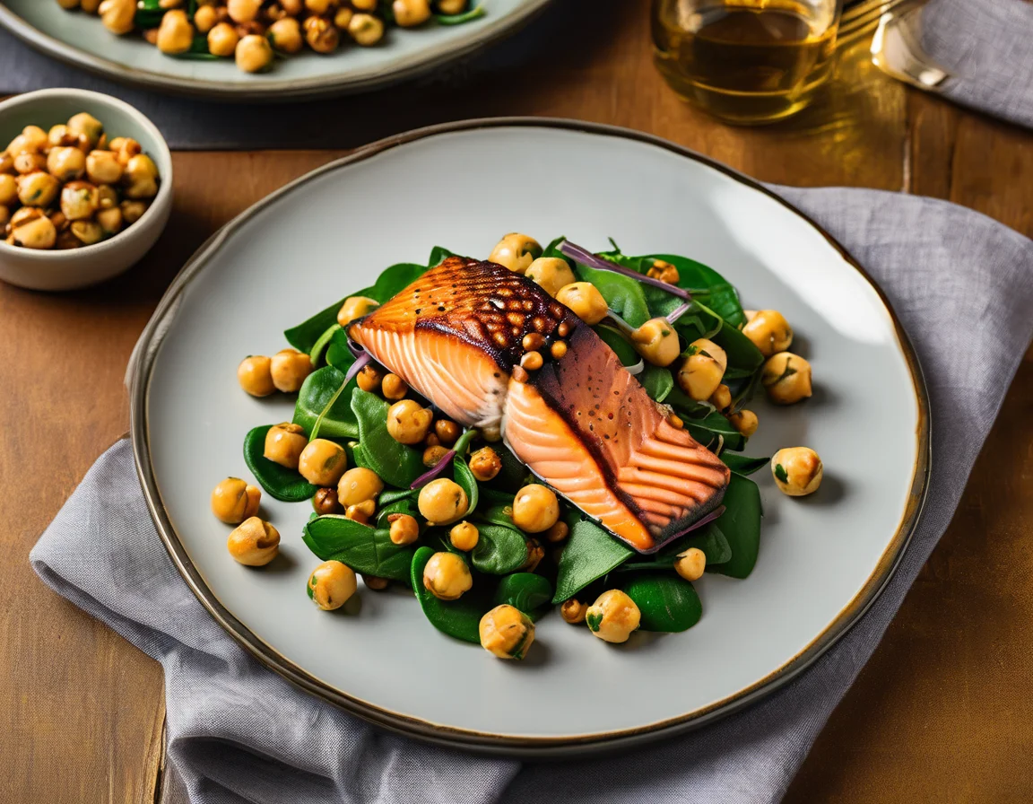 Salmón al Pimentón con Garbanzos Asados