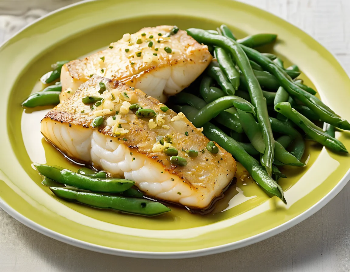 Bacalao al Horno con Judías Verdes y Almendras