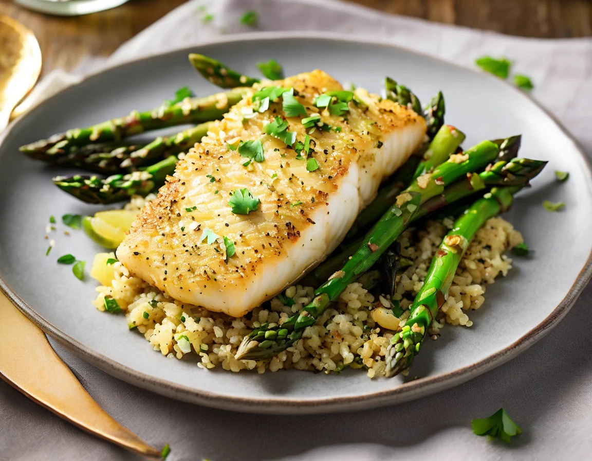 Bacalao al Horno con Espárragos y Garbanzos