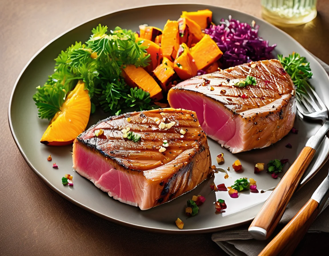 Atún con Puré de Boniato y Aliño de Limón