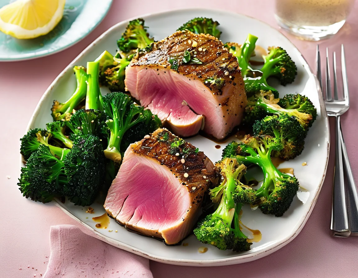 Filetes de Atún con Brocoli al Pimentón y Almendras