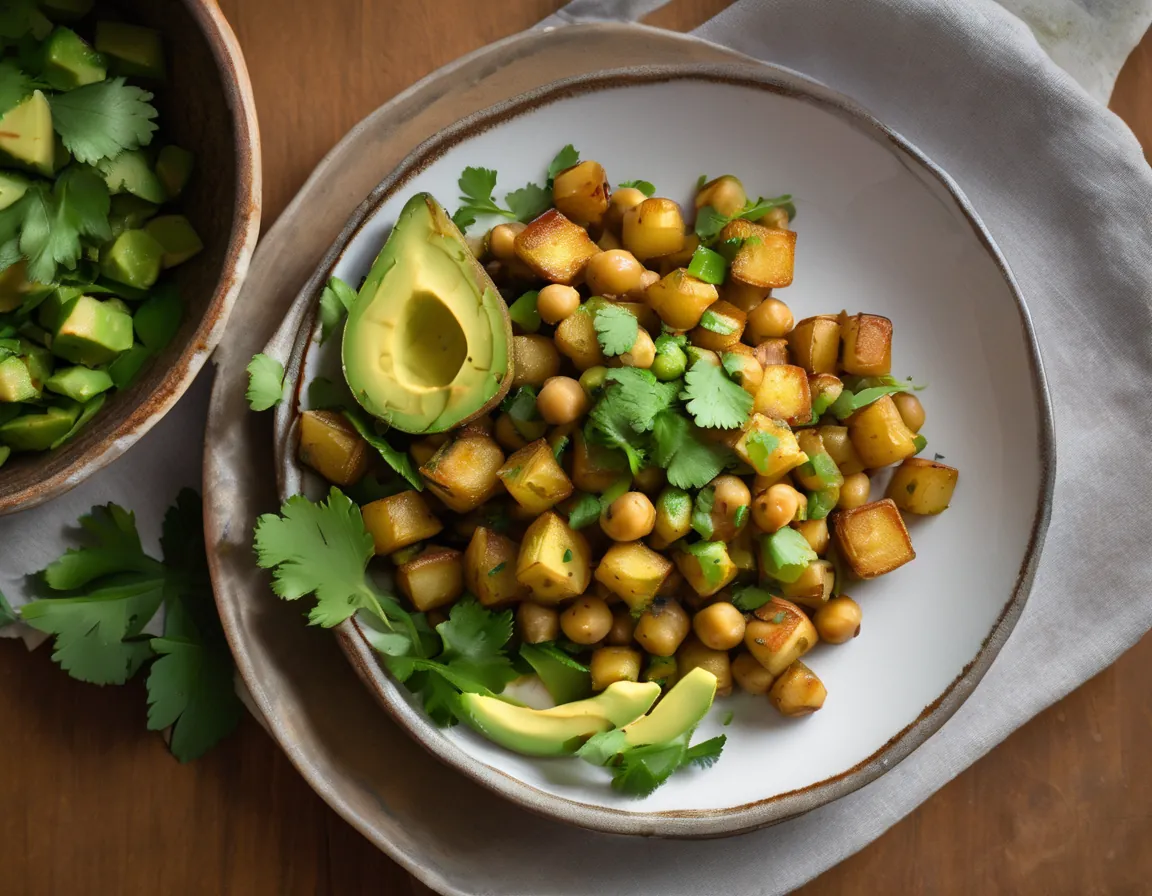 Papa Asada con Garbanzos y Aguacate