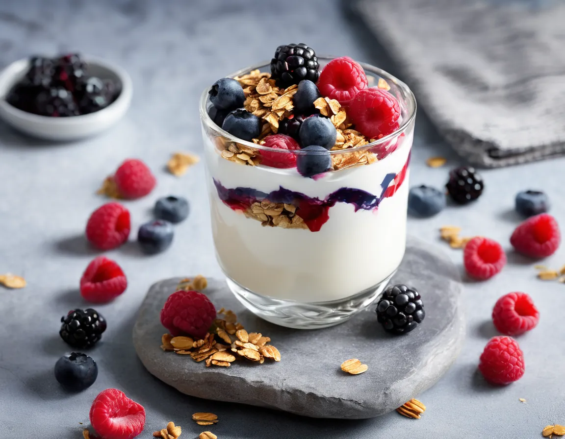Parfait de Yogur Bajo en FODMAP con Bayas y Granola Adaptado para SII Síndrome de Intestino Irritable