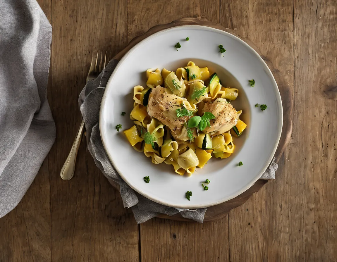 Pasta con Pollo y Calabacín a la Canadiense