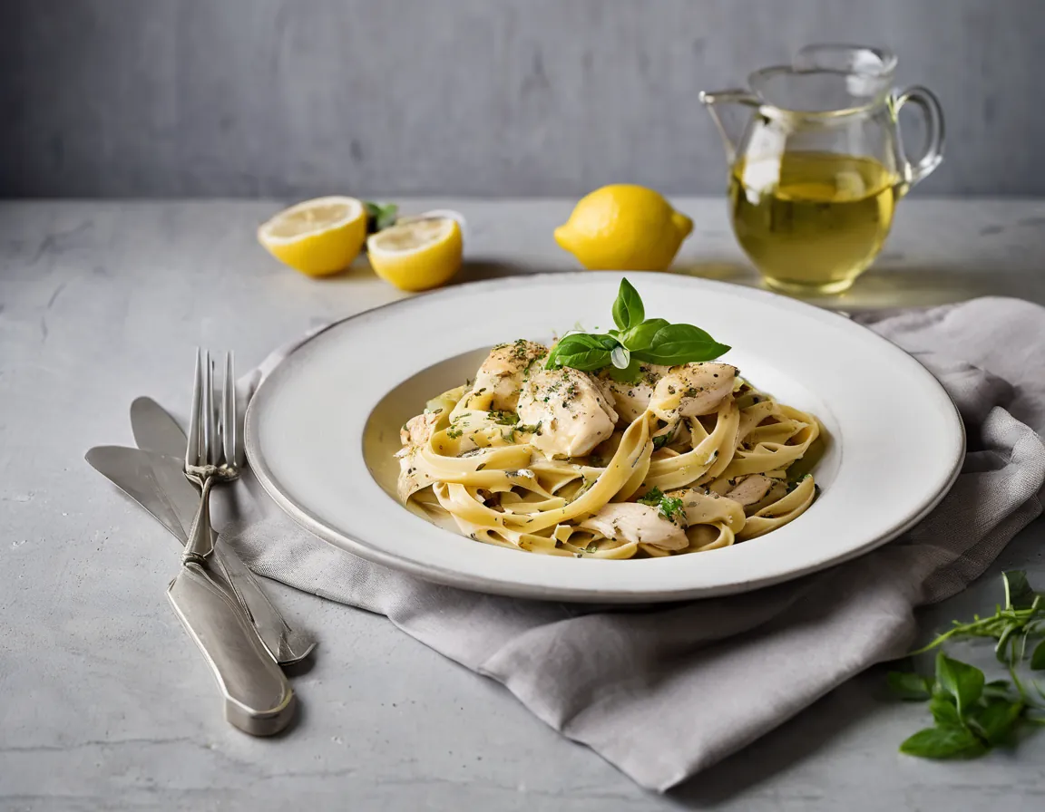 Pasta de Limón y Hierbas Bajo en FODMAP con Pollo Adaptado para SIBO Síndrome de Bacterias Intestinales Irritantes