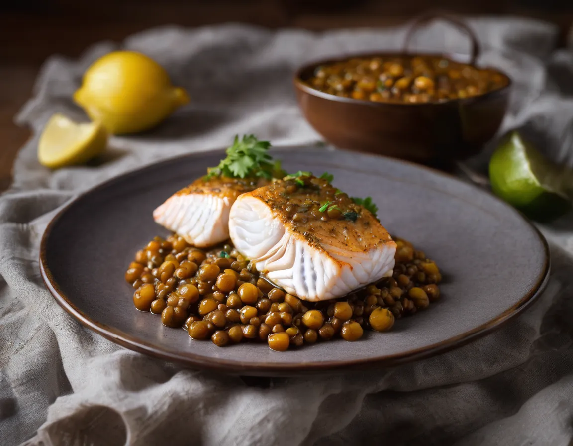 Pescado a la Veracruzana con Lentejas Estilo Latino