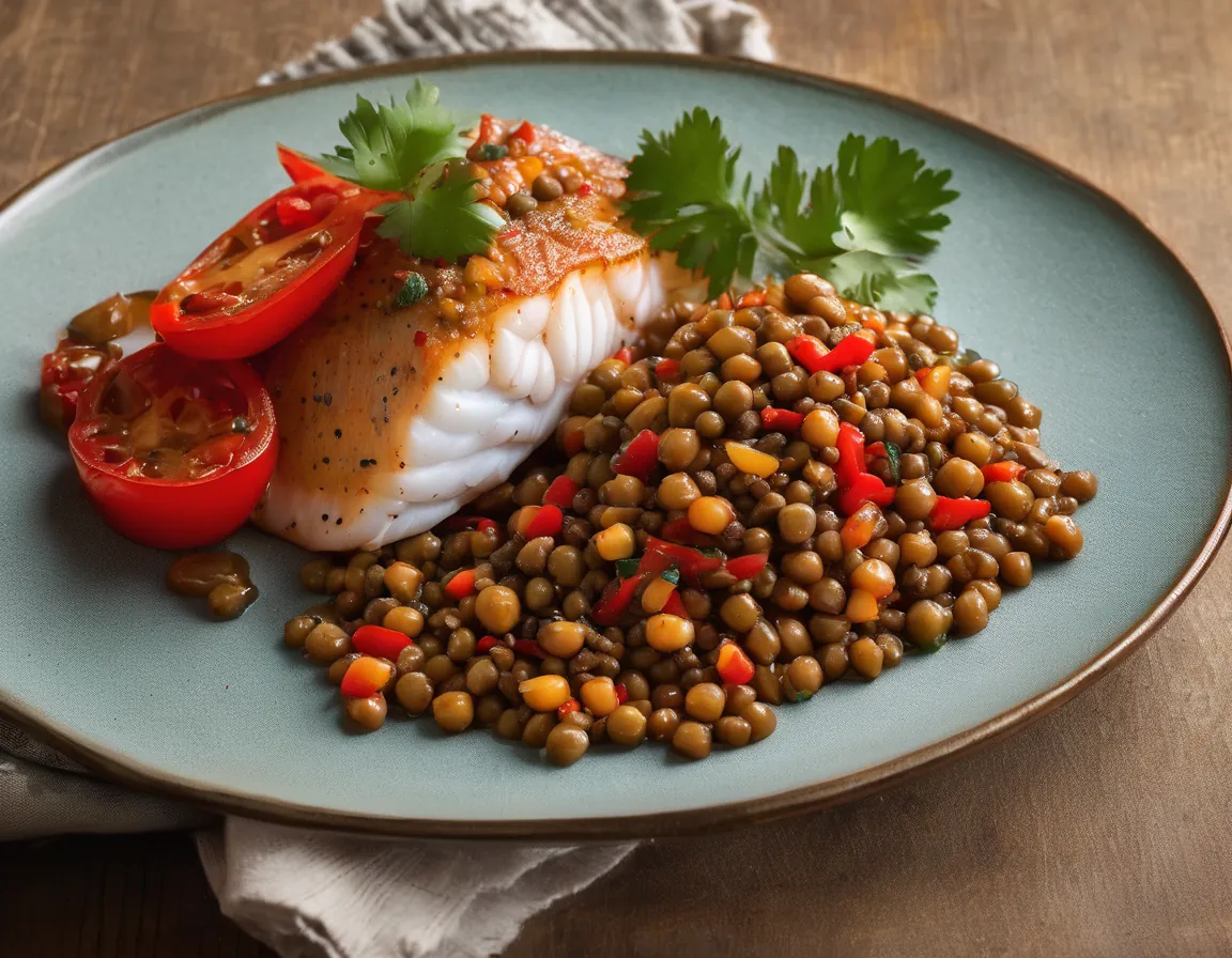 Pescado con Lentejas al Estilo Latino
