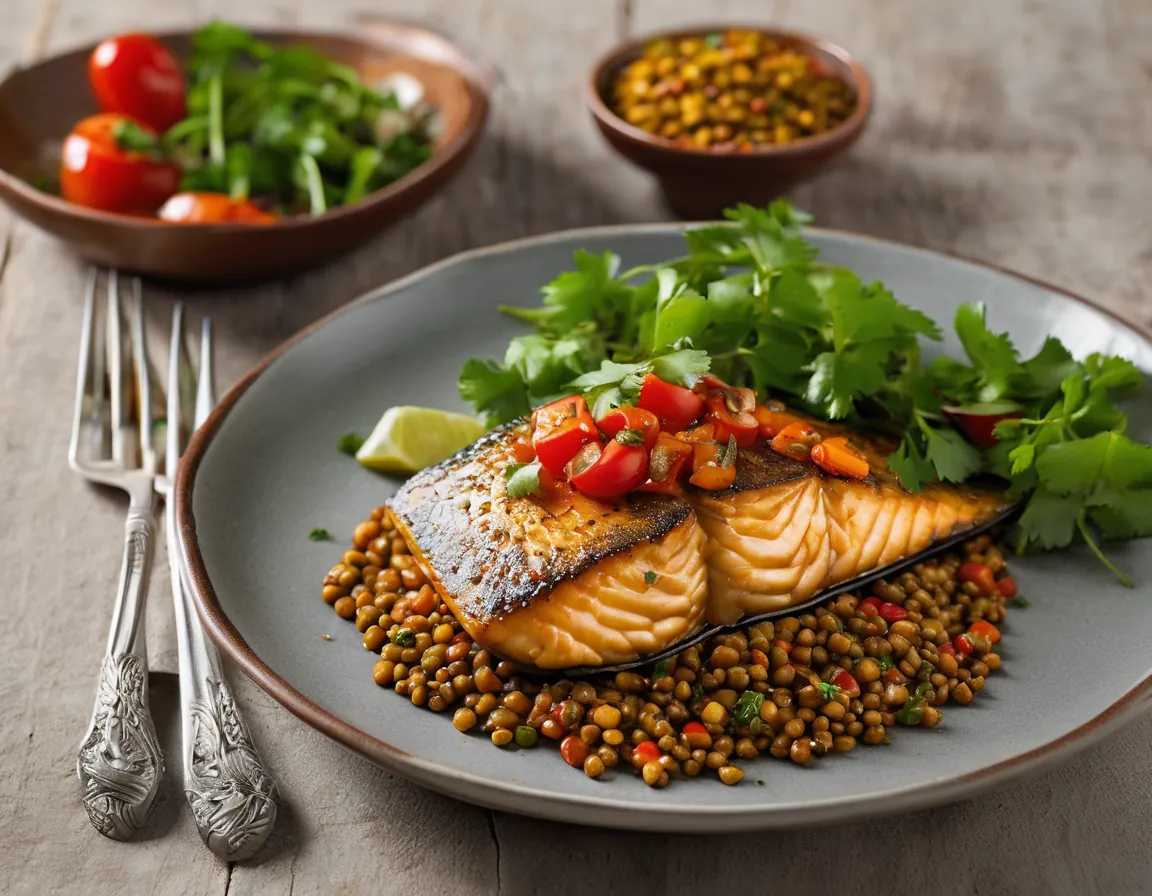 Pescado con Lentejas al Estilo Latino