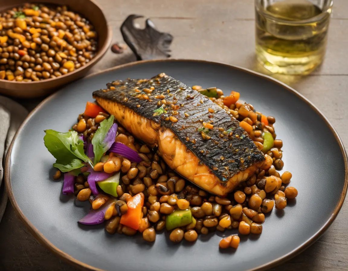 Pescado con Lentejas al Estilo Latino