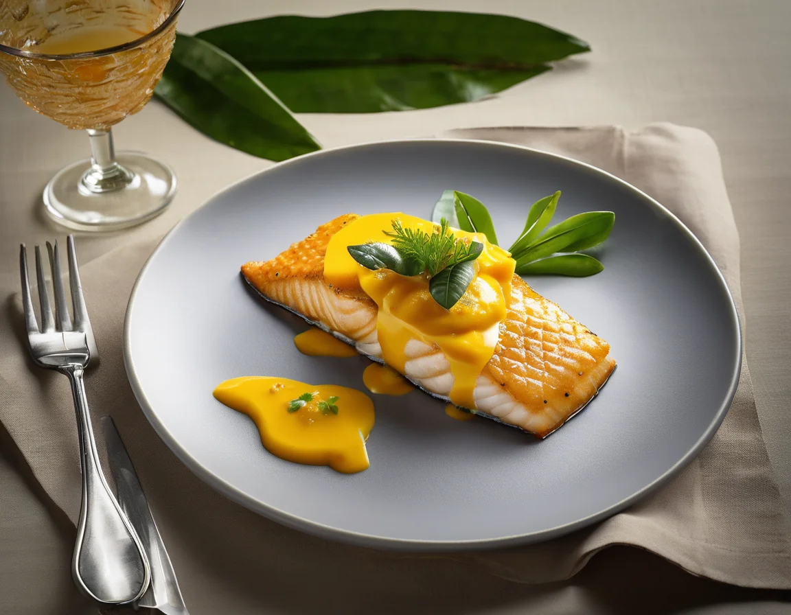Filete de Pescado con Salsa de Mango y Pirón de Yuca