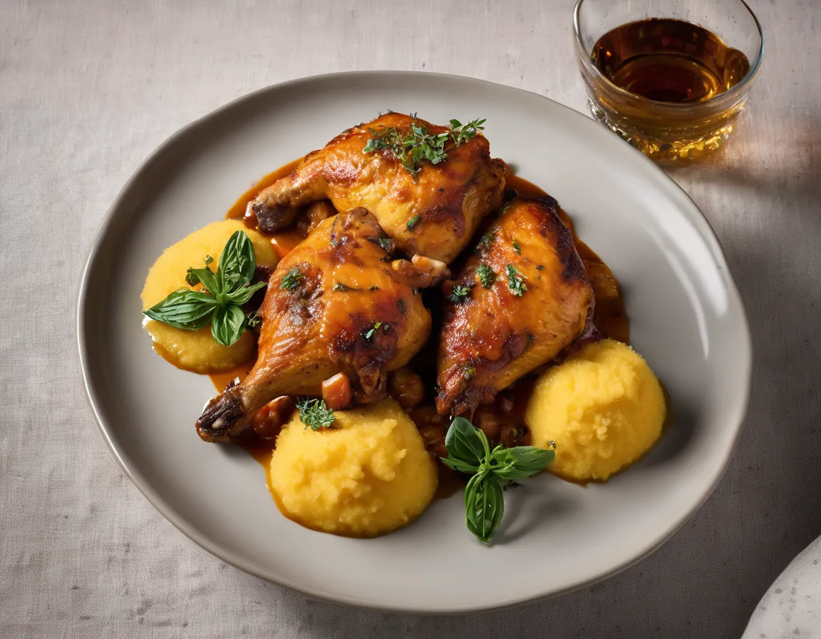 Pollo a la Cazadora con Polenta Integral Adaptado para Diabetes T2