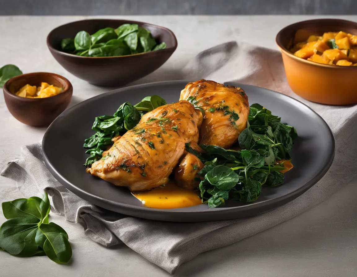 Pollo con Calabaza y Espinacas a la Brasileña Adaptado para Hipertensión