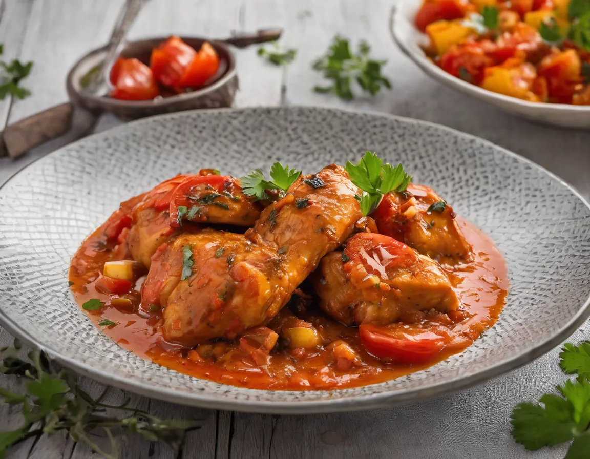Pollo con Tomate al Estilo Latino Bajo en FODMAP Adaptado para SII Síndrome de Intestino Irritable