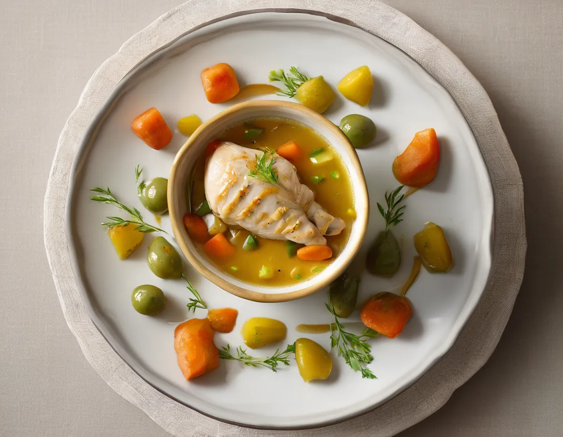 Pollo con Verduras Ricas en Fibra y Caldo Hidratante Adaptado para Constipación Crónica