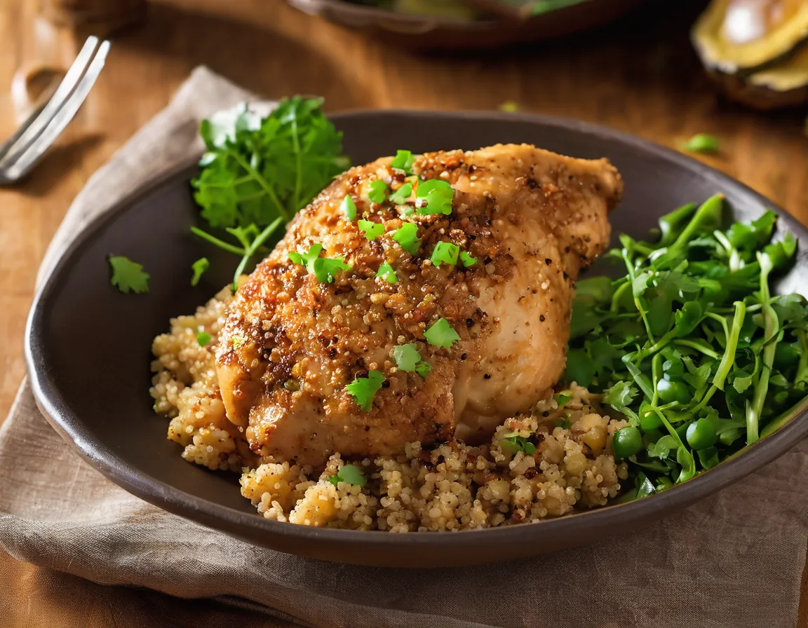 Pollo Desmenuzado con Quinoa y Verduras a la Brasileña Adaptado para Constipación Crónica
