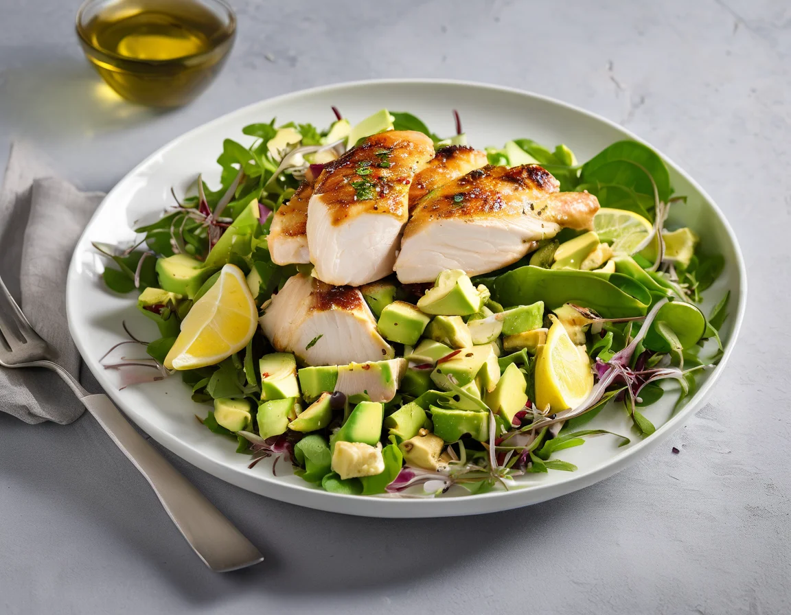 Ensalada de Pollo y Pescado al Limón con Aguacate