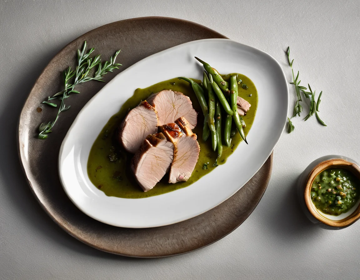 Lomo de Cerdo a la Española con Judías Verdes Salteadas