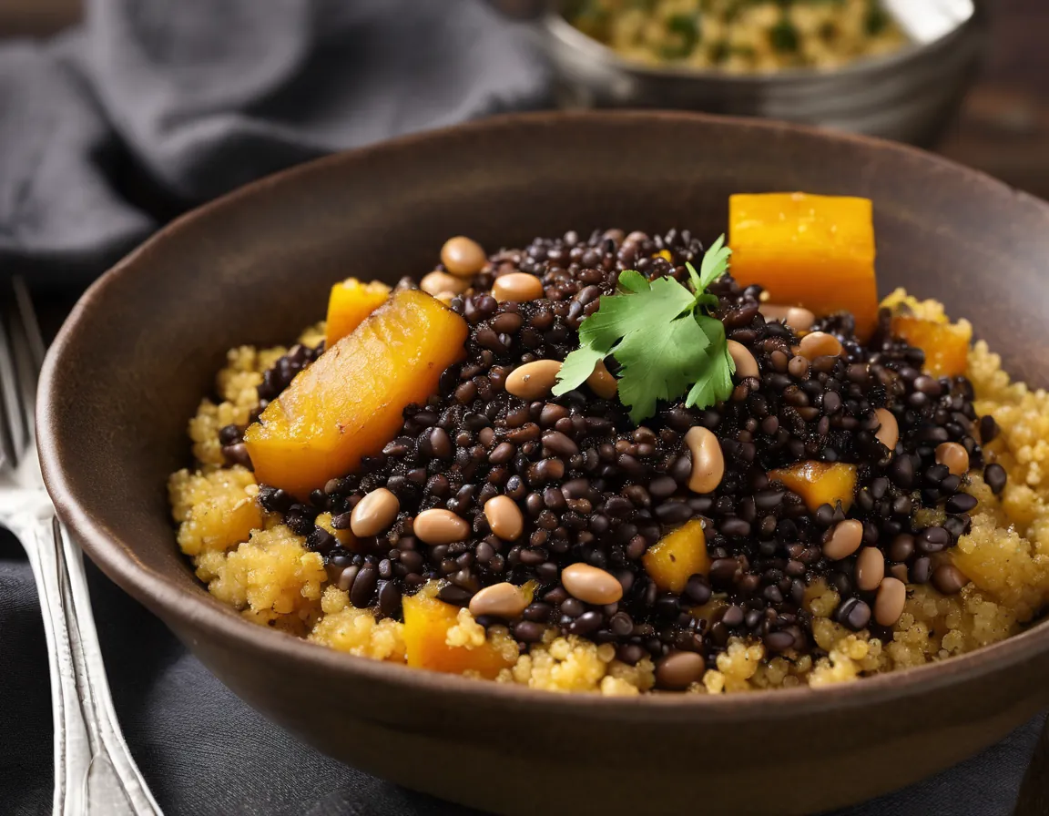 Quinoa with Black Beans and Brazilian-Style Pumpkin Adaptado para Hipertensión