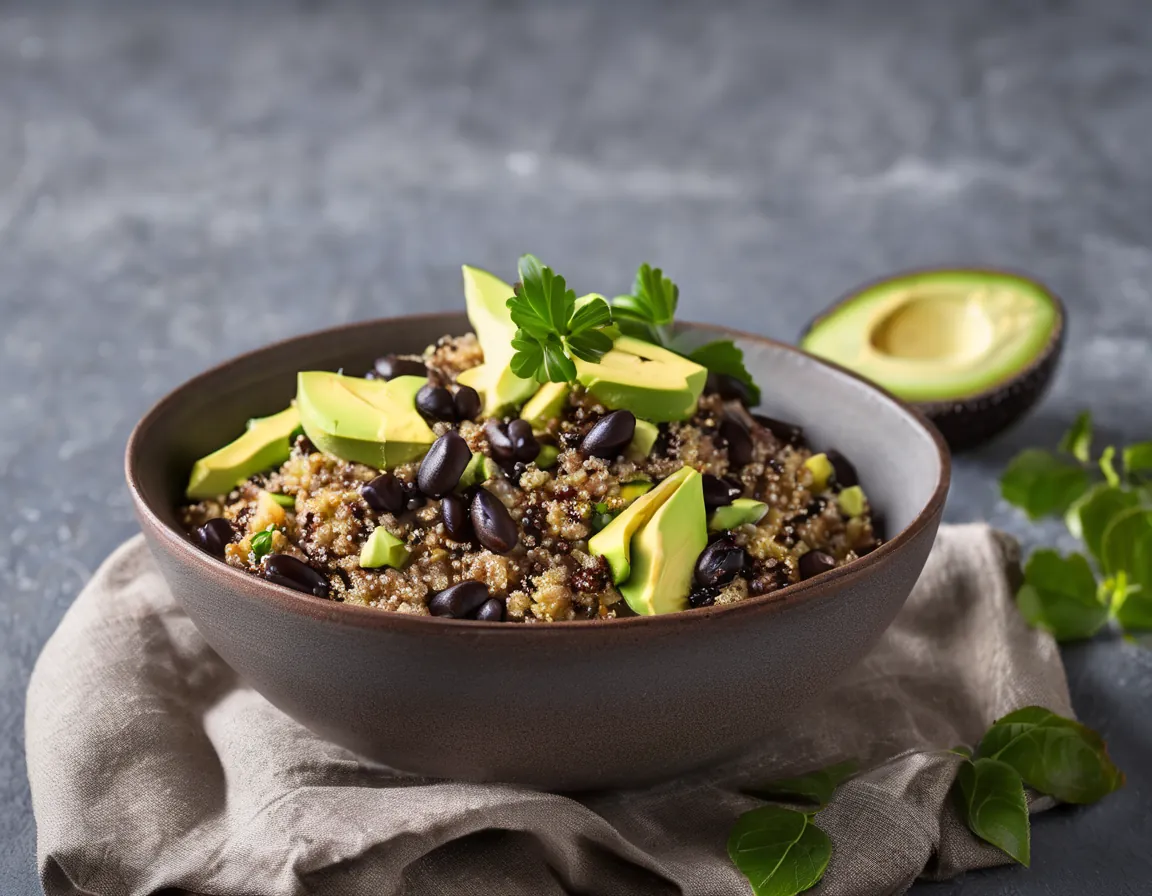 Quinua con Frijoles Negros y Aguacate a la Brasileña Adaptado para Resistencia insulina
