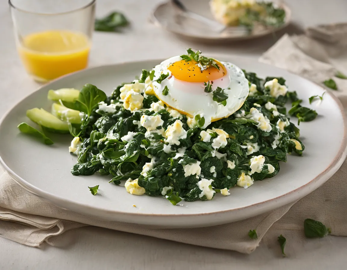 Revuelto de Espinacas y Clara de Huevo Bajo en Fructosa Adaptado para Intolerancia a la fructosa