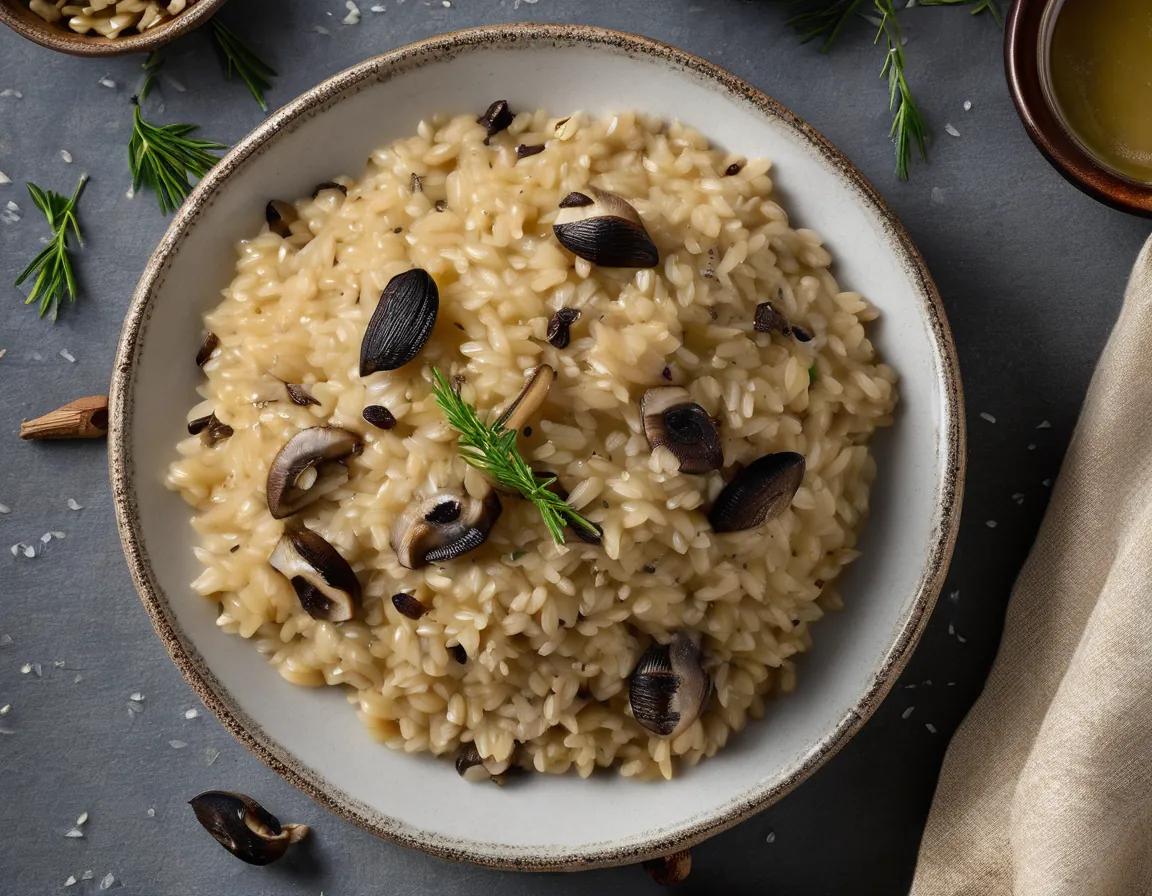Risotto de Arroz Integral con Champiñones y Azafrán Adaptado para Hipercolesterolémia