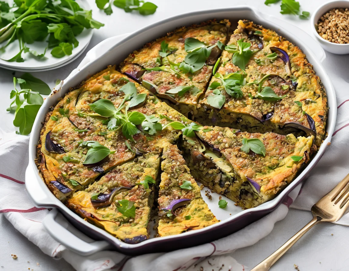 Tortilla de Berenjena y Espinacas con Ensalada de Lentejas