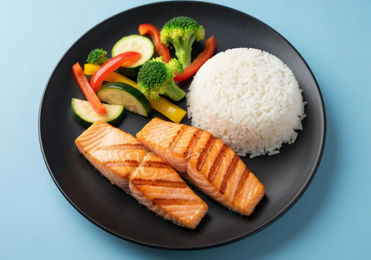 Salmón al Horno con Verduras Mediterráneas