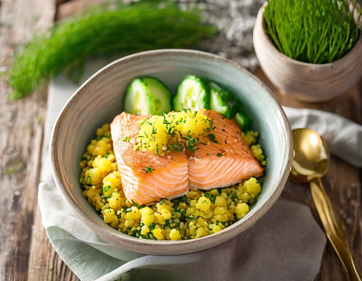 Bowl de Salmón y Cuscús con Salsa Criolla
