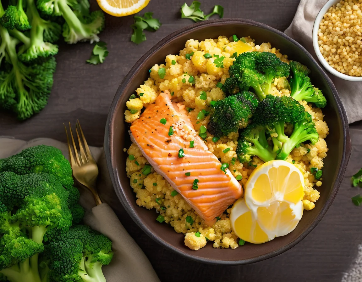Bowl de Salmón y Cuscús Latino para la Tiroiditis de Hashimoto