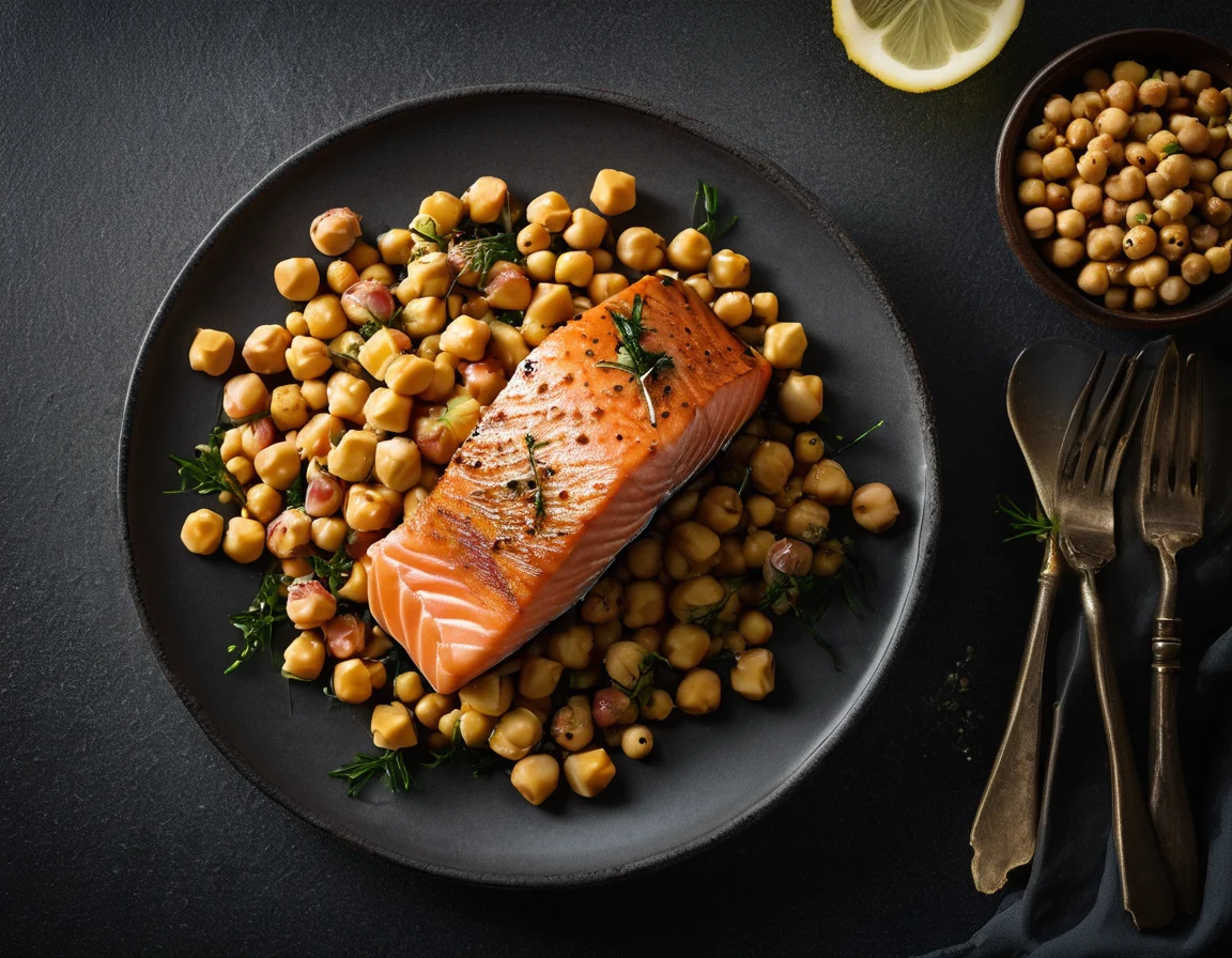 Filete de Salmón con Garbanzos a la Francesa