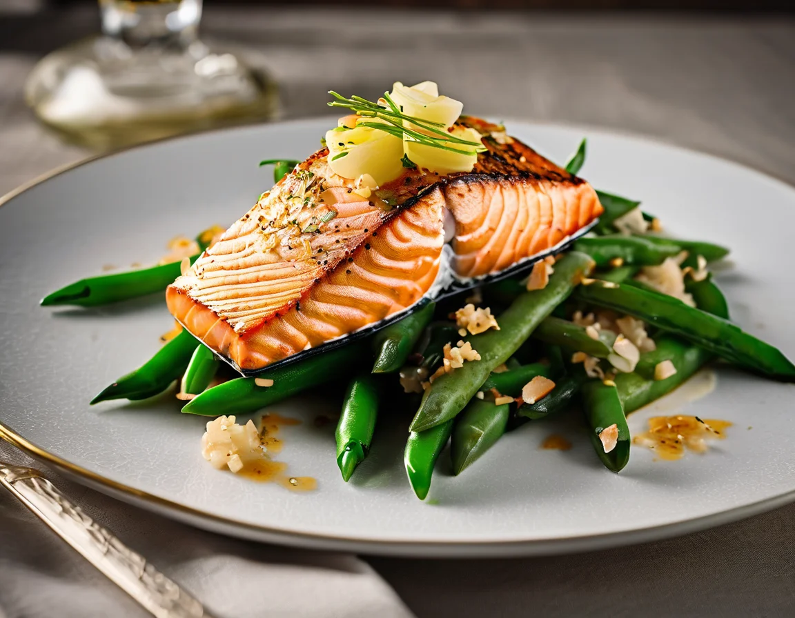 Salmón Tropical con Vainitas al Coco