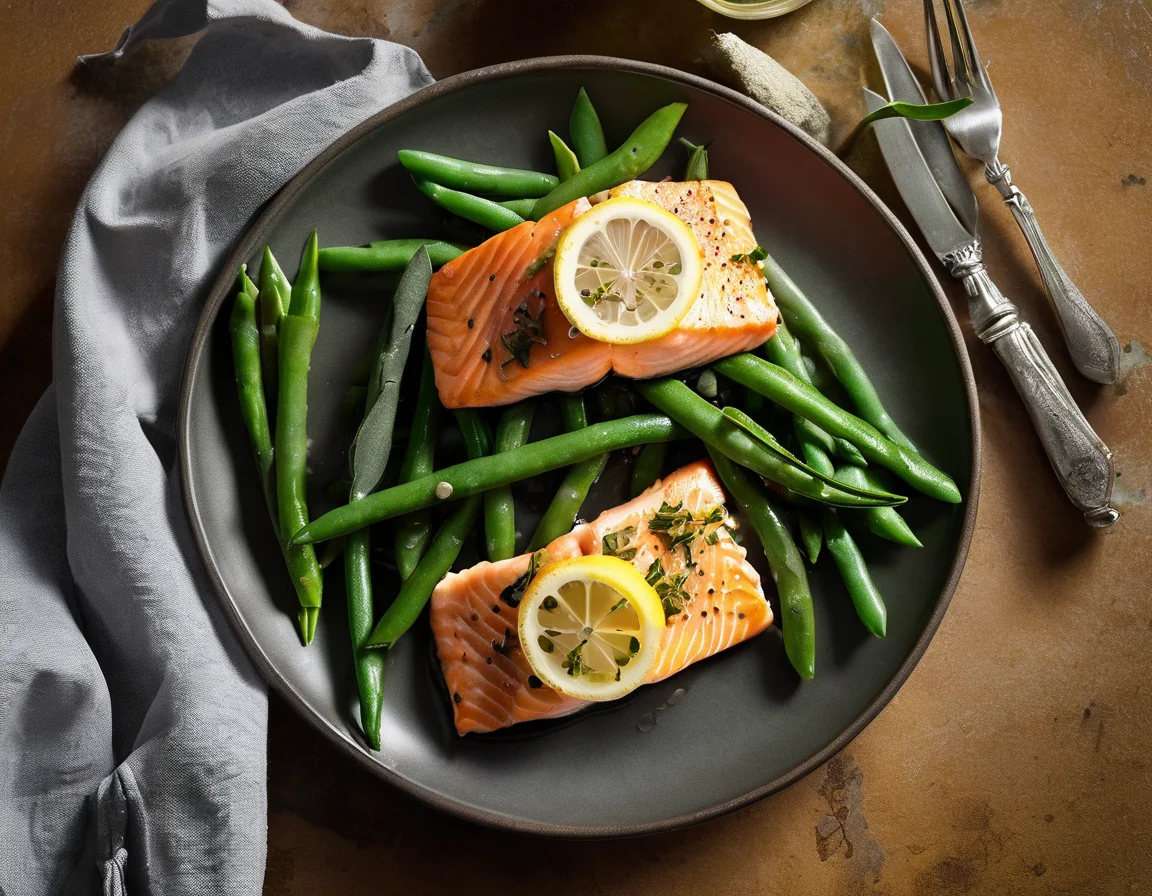 Salmón al Limón con Judías Verdes a la Salvia
