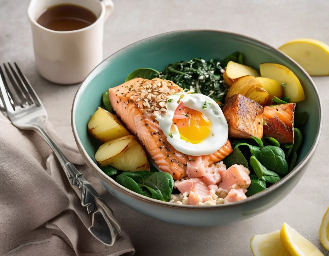 Desayuno Latino de Salmón y Papa con Hipercolesterolemia