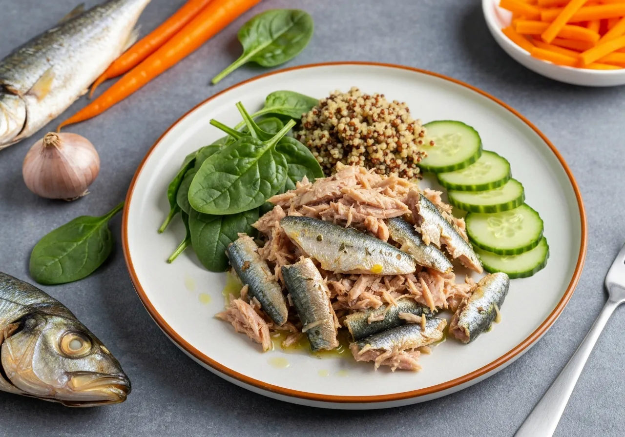 Sardinas a la Parrilla con Ensalada de Quinoa y Aguacate